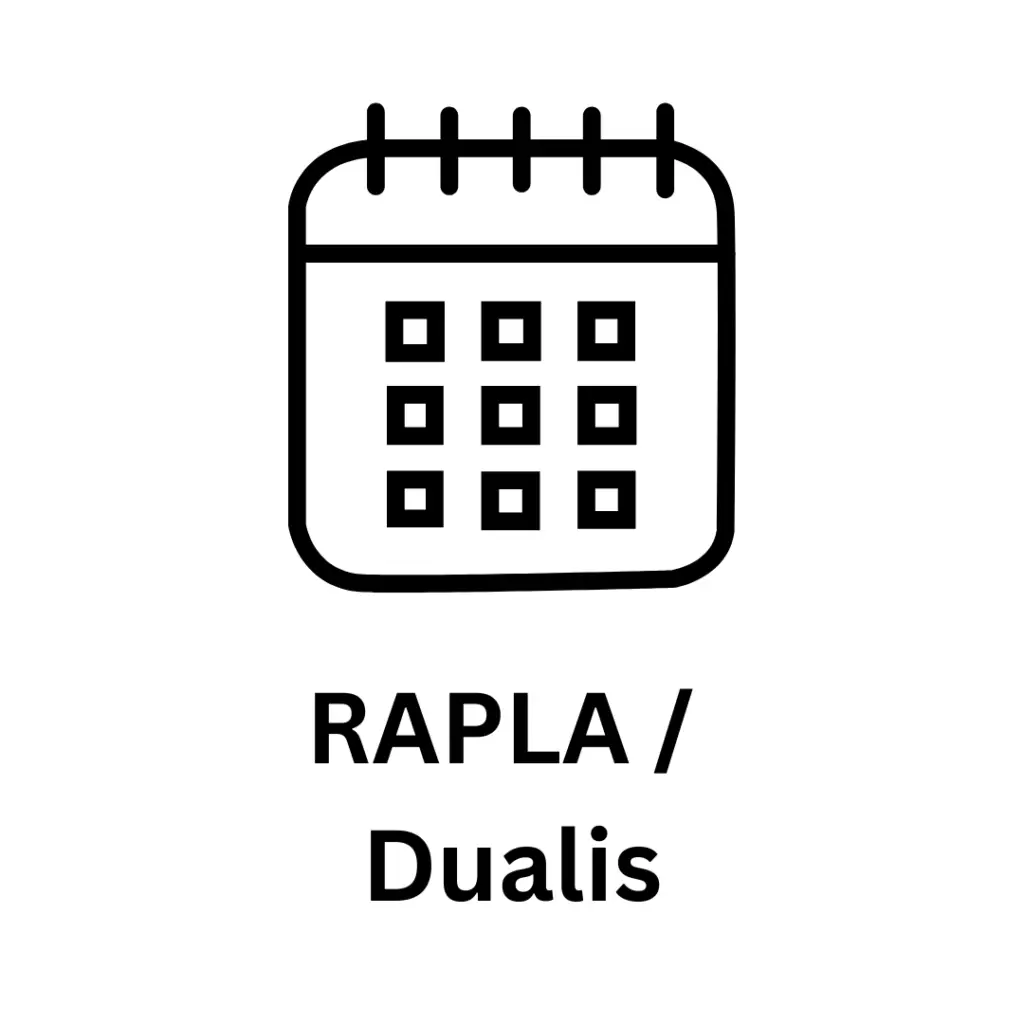 Kalender mit der Unterschrift Rapla & Dualis