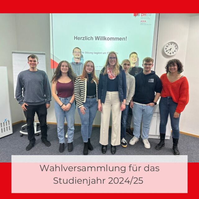 Wahlversammlung hat erfolgreich getagt! 🎉

Am Mittwoch fand die Wahlversammlung statt, die aus jeweils 5 Mitgliedern pro Fakultät besteht (von links: Jakob, Evi, Manuel, Rahel, Marie-Claire, Justus, Kai, Etienne & Maxine). Die StuV vertritt die Studierenden gegenüber der DHBW und unterstützt den StuV Vorsitz auf Fakultätsebene. 🌟

Herzlichen Glückwunsch an:

- Leitung der Wahlversammlung: Evi Heil 
- Stellvertretende Leitung der Wahlversammlung: Kai Nuß 
- StuV-Vorsitz: Marie-Claire Laetitia Pabst & Rahel Richter 
- StuPa-Mitglieder: Kai Nuß, Justus Vetter & Etienne Bader 

Wir freuen uns auf ein erfolgreiches Studienjahr mit euch und auf die Zusammenarbeit im neuen Team! 🎓💼

#stuvkarlsruhe #dhbwkarlsruhe #Wahlversammlung2024